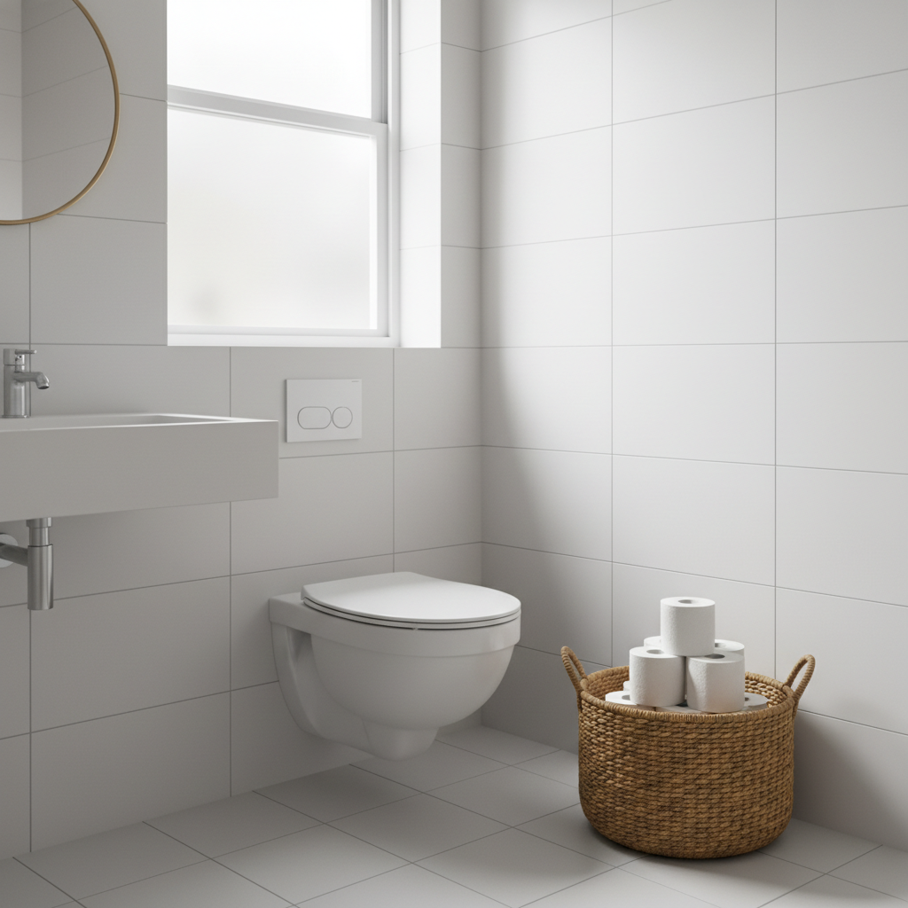Wicker Storage Basket Bathroom Toilet Organizer on Paper, Clutter-Free Counter in Real Bathrooms: Reading Small-Space Storage Specs