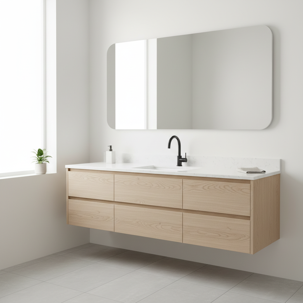 Floating Wall Mounted Bathroom Vanity Modern Style Fixes That Worsen Clutter: How Far to Push Minimalism in Small Bathrooms