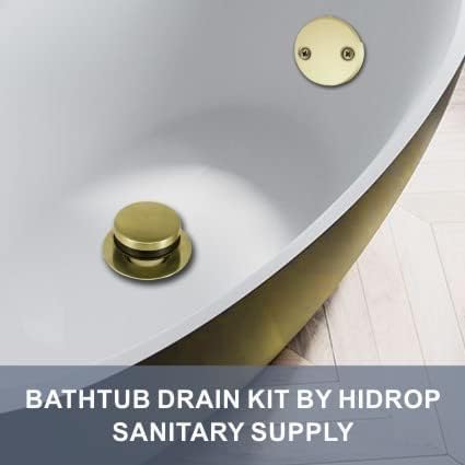 Gold Brushed Tub Drain Tip-Toe Tub Trim Set Conversion Kit Assembly, Hidrop - Image 2