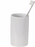 White Toothbrush Holder, Ceramic Bathroom Tumbler Cups, Toothbrush Cup by AHUDKKY