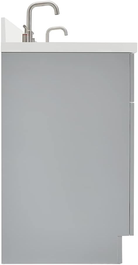 ARIEL 73" Grey Double Vanity 1.5" Edge Pure White Quartz Countertop & Splash - Image 9