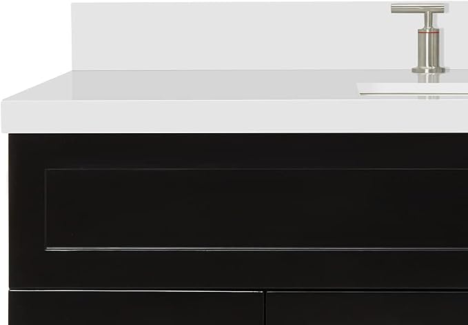 ARIEL 55" Black Bathroom Vanity 1.5" Edge Pure White Quartz Countertop & Splash - Image 6