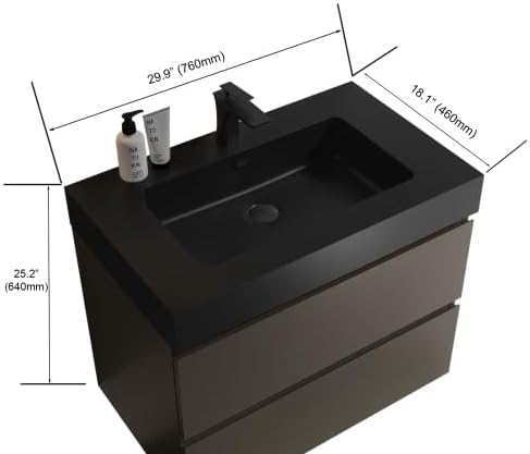 Alice 30 Inch Vanity with Sink, Large Storage Wall Mounted Floating Vanity - Image 2