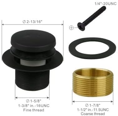 Black Bathtub Drain Tip-Toe Single Hole, Welsan Tub Drain Trim Set Conversion - Image 5