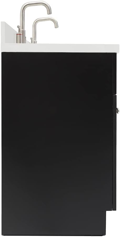 ARIEL 73" Black Double Bathroom Vanity, 1.5" Inch Thick Edge Pure White Quartz - Image 9