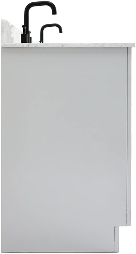 ARIEL Double Bathroom Vanity 73" Grey, Italian Carrara Marble Countertop & - Image 9