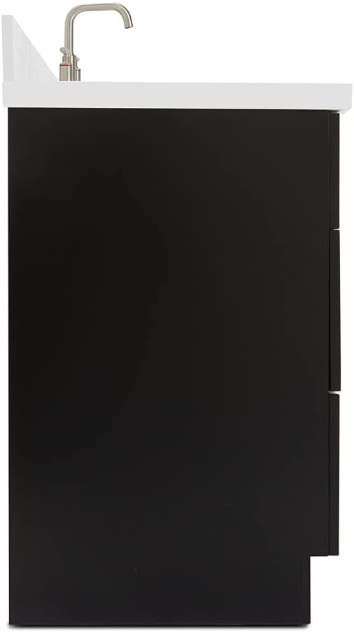 ARIEL 55" Black Bathroom Vanity 1.5" Edge Pure White Quartz Countertop & Splash - Image 7