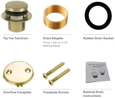 Gold Brushed Tub Drain Tip-Toe Tub Trim Set Conversion Kit Assembly, Hidrop - Image 5