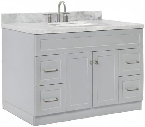 ARIEL 49" Grey Bathroom Vanity 1.5" Edge Italian Carrara Marble Countertop & - Image 11
