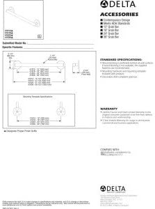 Delta Contemporary 12' Shower Grab Bar ADA Compliant Matte Black 450 lb - Image 2