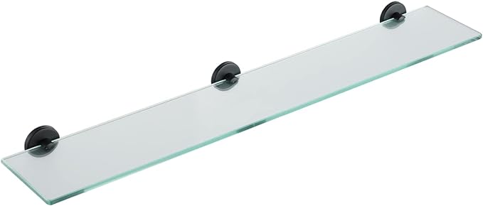 JQK Bathroom Glass Shelf Black, Tempered Glass Shower Storage 30 by 5 inches by Homeimprovement