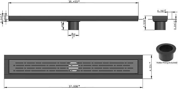 SereneDrains 304 Stainless Steel Linear Shower Drain 36 Inch Matte Black Shower - Image 4