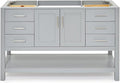 ARIEL 54" Grey Bathroom Vanity Base Cabinet, Center Rectangular Sink, 2 Soft by Ariel