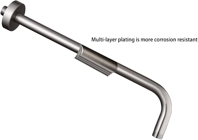 12 Inch Shower Arm with Flange, Stainless Steel 90 Degree Rain Shower Head - Image 8