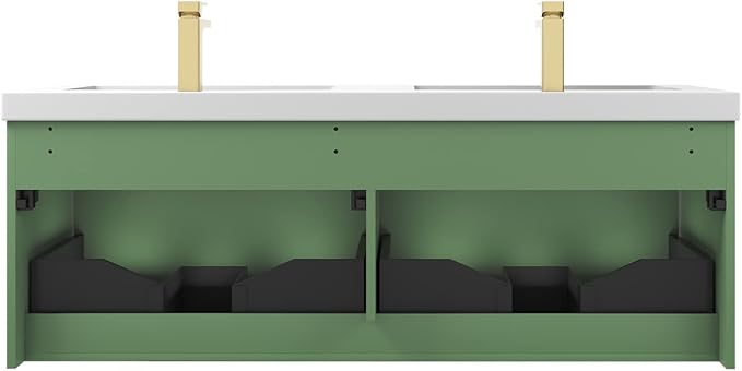 Blossom 60 Inch Double Sink Bathroom Vanity, All Wood Wall Mounted Floating - Image 8