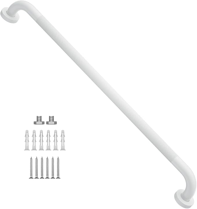 32 Inch Anti Slip Shower Grab Bar Oil Rubbed White 1.25" Diameter, Munzong by Munzong