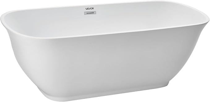 VEVOR Acrylic Freestanding Bathtub, 67 Inch Contemporary Soaking White Tub - Image 8
