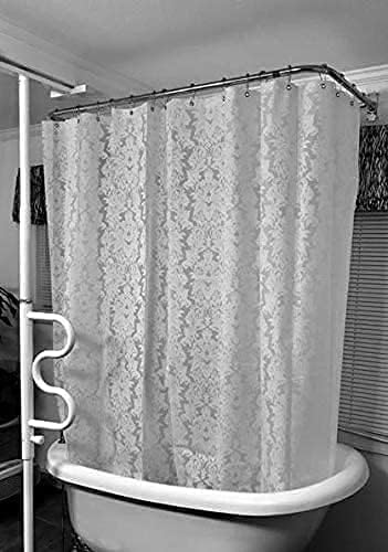 Clawfoot Tub Shower Curtain 180x60 Inch Damask Liner All Warp Around Extra Wide - Image 3