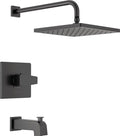 Delta Faucet Modern Raincan Square Single-Function Tub and Shower Trim Kit Black by DeltaFaucet