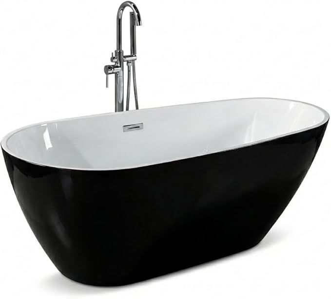 59 Inch Acrylic Freestanding Bathtub, Acrylic Soaking Bathtub - Image 3