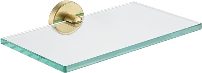 JQK Bathroom Glass Shelf Gold, Tempered Glass Shower Storage 8 by 5 inches by Homeimprovement