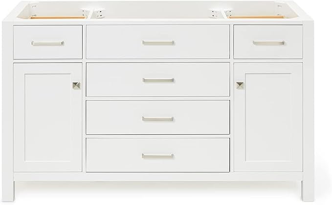 ARIEL Bristol 54" White Bathroom Vanity Base Cabinet, Single Sink Configuration by Ariel