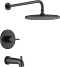 Delta Faucet Modern Raincan Round Single-Function Tub and Shower Trim Kit Black by DeltaFaucet