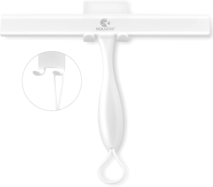 Shower Squeegee for Glass Doors, 11 Inch Ergonomics Anti-Rust Silicone Squeegee by ROLIZOE