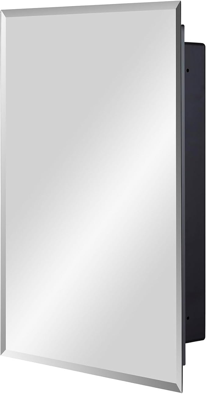 Black Plastic Bathroom Medicine Mirror Cabinet 16 x 22 inch, Surface and - Image 9