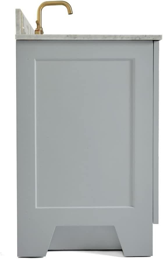 ARIEL 73" Grey Double Bathroom Vanity Italian Carrara Marble Countertop & Splash - Image 7