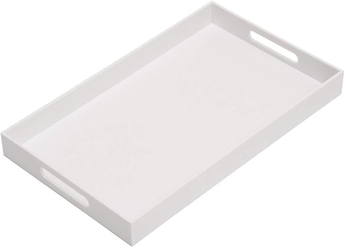 Glossy White Sturdy Acrylic Serving Tray by KEVLANG
