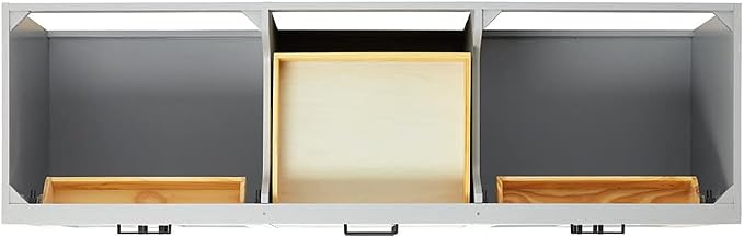 ARIEL Double Bathroom Vanity 73" Grey, 1.5" Edge Pure White Quartz Countertop & - Image 7