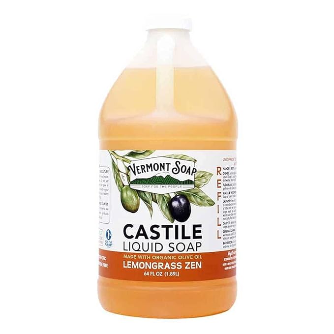 Vermont Castile Lemongrass Zen Soap, Gentle Liquid Soap by VermontSoap