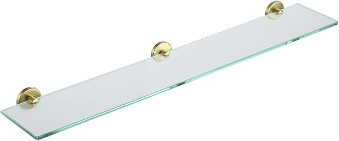 JQK Bathroom Glass Shelf Gold, Tempered Glass Shower Storage 30 by 5 inches by Homeimprovement