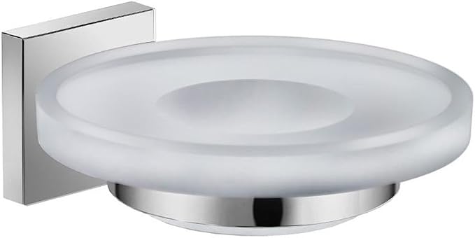 Pemberly Row Modern Soap Dish Tray Wall Mount in Clear Glass Brushed Nickel by PEMBERLYROW