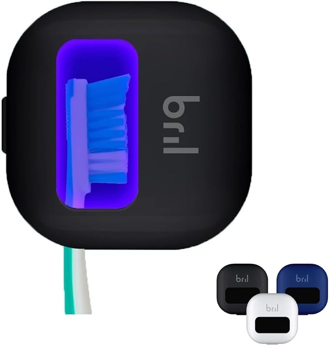 Bril UV-C Toothbrush Sanitizer and Holder, Portable Cleaner, Travel Cover by Bril