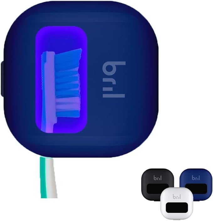 Bril UV-C Toothbrush Sanitizer and Holder, Portable Cleaner, Travel Cover by Bril
