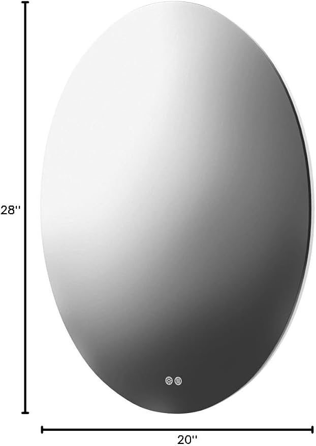 28 X 20 Inch Oval Backlit LED Bathroom Mirror Anti-Fog 3 Colors Light Dimmable - Image 8