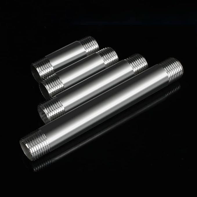 304 Stainless Steel Nipple Pipe Fitting 3/8" NPT X 3/8" NPT Male Thread Cast - Image 3