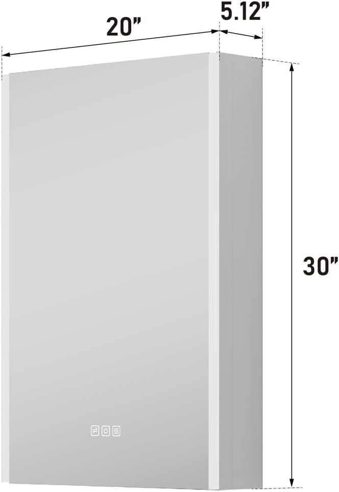 WELLFOR 20" x 30" LED Mirrored Bathroom Cabinet, Mirror Medicine Cabinet - Image 2