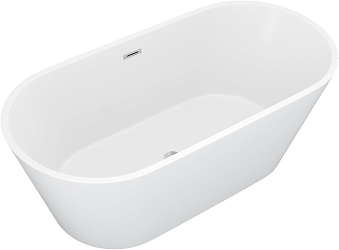 63 Inch Freestanding Bathtub White Acrylic Roll Top Soaking Tub - Image 9