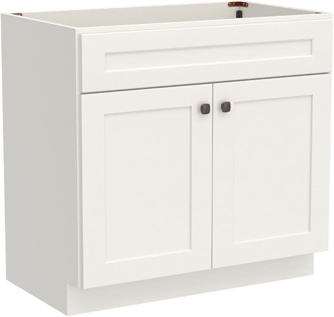 New White Shaker Single-sink Bathroom Vanity Base Cabinet 24" Wide x 21" Deep - Image 5