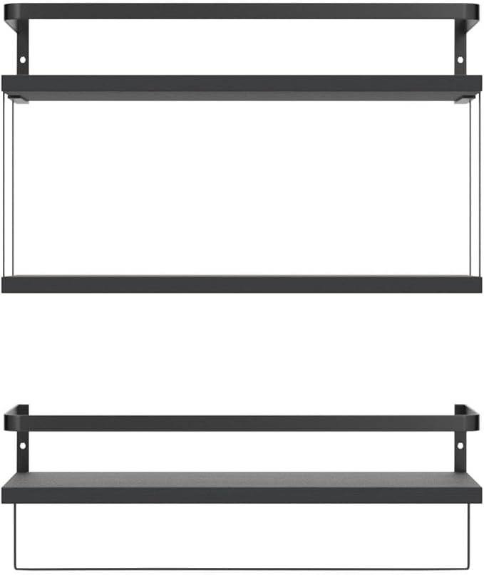 RICHER HOUSE 2+1 Tier Wall Mounted Floating Shelves Set of 2, Rustic Wood Wall - Image 4