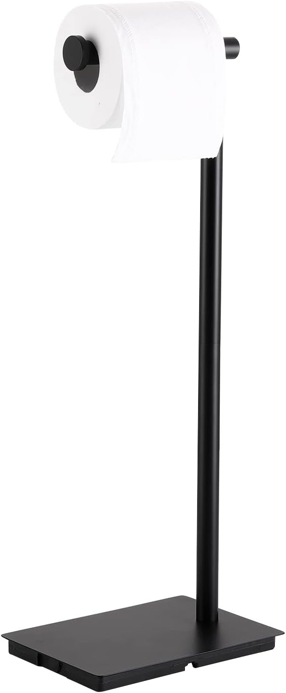 KES Black Toilet Paper Holder Stand Bathroom Freestanding Toilet Tissue Paper by KES
