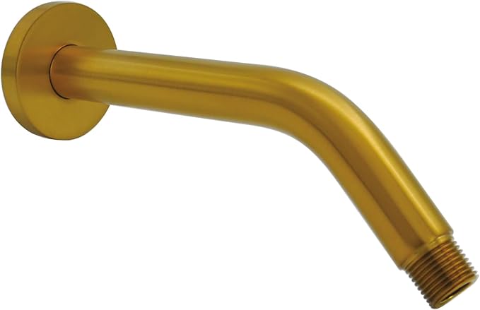 Aquaiaw Shower Arm and O-Ring Flange, 6 inch, Solid Brass, Brushed Gold by AQUAIAW