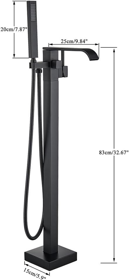 Freestanding Bathtub Faucet Matte Black Floor Mounted Tub Filler - Image 8