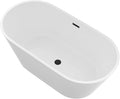 Logmey 59 Inch White Acrylic Freestanding Bathtub Oval Shape Soaking Tub by Logmey