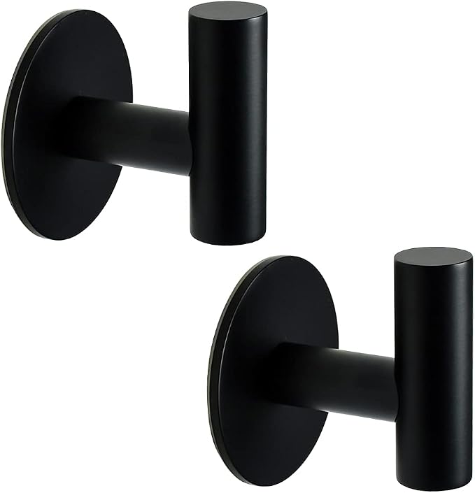 Self Adhesive Towel Hook Matte Black Coat Hook Brushed Nickel SUS304 Stainless by Vuzvuv