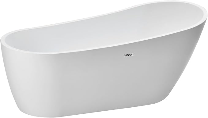 VEVOR Acrylic Freestanding Bathtub, 67 Inch Contemporary Soaking White Tub - Image 8