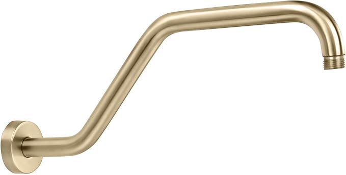 High Rise Shower Arm with Flange, 15.5 Inch Gooseneck Shower Arm Extension by Kaphome